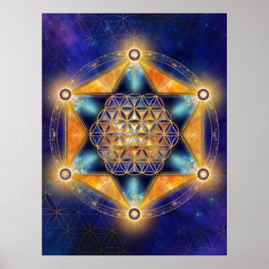 Blume des Lebens Merkaba Stern - Heilige Geometrie Poster (Vorne)