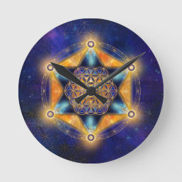 Blume des Lebens Merkaba Stern - Heilige Geometrie Runde Wanduhr