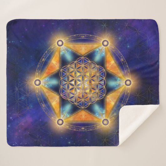 Blume des Lebens Merkaba Stern - Heilige Geometrie Sherpadecke (Vorderseite (Horizontal))