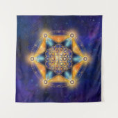 Blume des Lebens Merkaba Stern - Heilige Geometrie Wandteppich (Vorderseite (Horizontal))