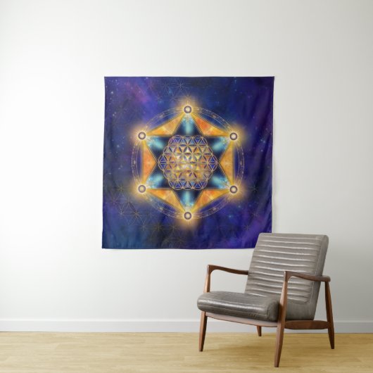 Blume des Lebens Merkaba Stern - Heilige Geometrie Wandteppich (Beispiel)