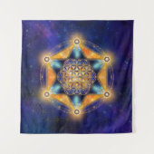 Blume des Lebens Merkaba Stern - Heilige Geometrie Wandteppich (Vorderseite)