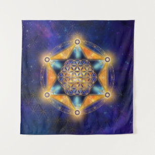 Blume des Lebens Merkaba Stern - Heilige Geometrie Wandteppich