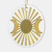 Blume des Lebens mit dem Mond Keramik Ornament (Links)