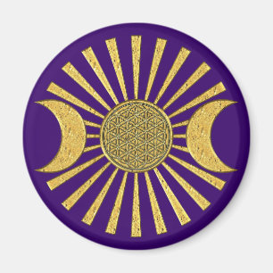 Blume des Lebens mit dem Mond Magnet