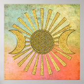 Blume des Lebens mit dem Mond Poster (Vorne)