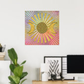 Blume des Lebens mit dem Mond Poster (Heimbüro)