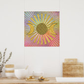 Blume des Lebens mit dem Mond Poster (Küche)
