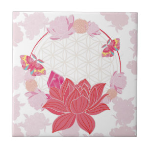 Blume des Lebens mit Lotus Fliese