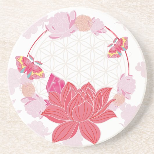 Blume des Lebens mit Lotus Getränkeuntersetzer (Vorne)