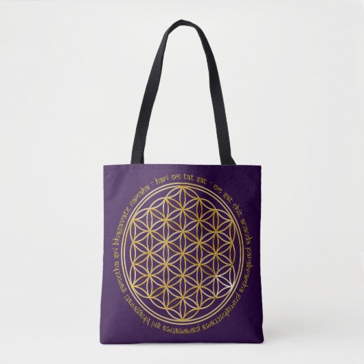 Blume des Lebens mit Moola Mantra Tasche (Vorderseite)
