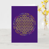 Blume des Lebens mit Regeln des Lebens Karte (Gelbe Blume)