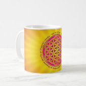 Blume des Lebens / Moola Mantra Kaffeetasse (Vorderseite Links)