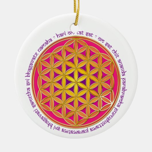 Blume des Lebens / Moola Mantra Keramikornament (Vorne)