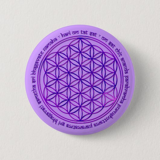 Blume des Lebens - Moola Mantra - violett Button (Vorderseite)