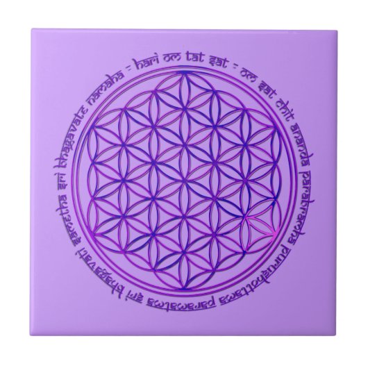 Blume des Lebens - Moola Mantra - violett Fliese (Vorderseite)