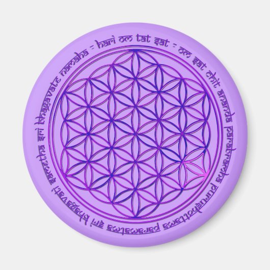 Blume des Lebens - Moola Mantra - violett Magnet (Vorne)