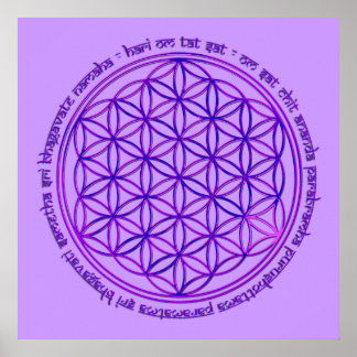 Blume des Lebens - Moola Mantra - violett Poster