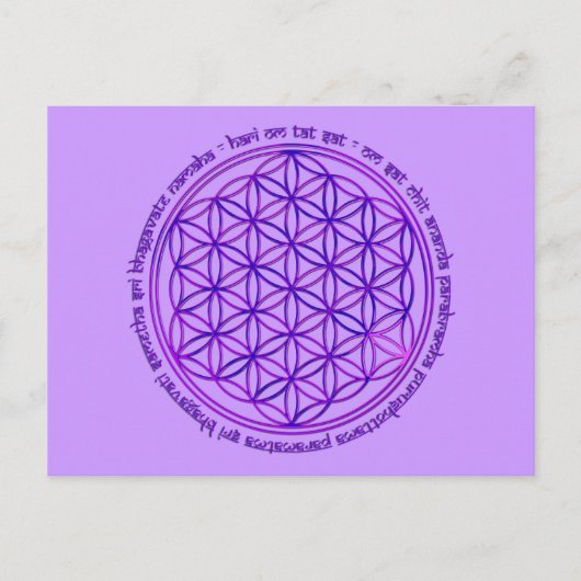 Blume des Lebens - Moola Mantra - violett Postkarte (Vorderseite)