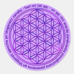 Blume des Lebens - Moola Mantra - violett Runder Aufkleber