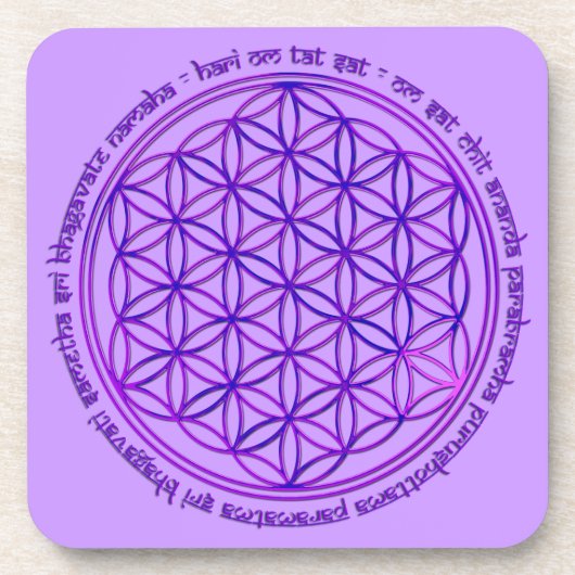 Blume des Lebens - Moola Mantra - violett Untersetzer (Vorderseite)