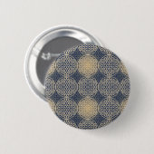 Blume des Lebens - Muster der Briefmarke - blauer Button (Vorne & Hinten)