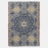 Blume des Lebens - Muster der Briefmarke - blauer Decke (Vorderseite Vertikal)
