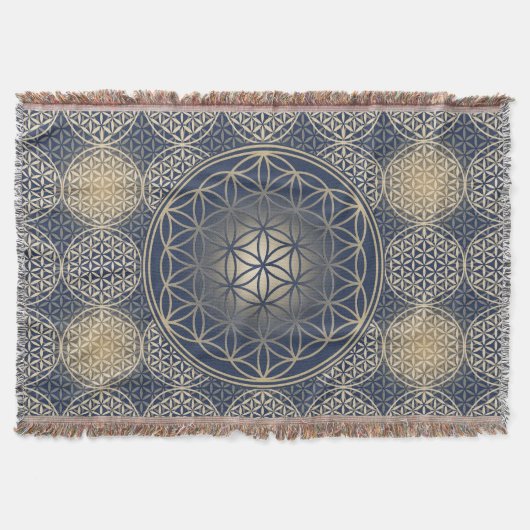 Blume des Lebens - Muster der Briefmarke - blauer Decke (Vorderseite)