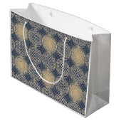 Blume des Lebens - Muster der Briefmarke - blauer  Große Geschenktüte (Rückseite Schrägansicht)