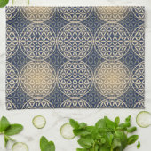 Blume des Lebens - Muster der Briefmarke - blauer  Handtuch (Gefaltet)