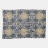 Blume des Lebens - Muster der Briefmarke - blauer  Handtuch (Horizontal)