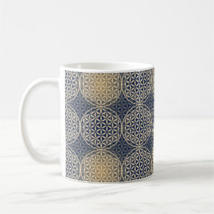 Blume des Lebens - Muster der Briefmarke - blauer  Kaffeetasse