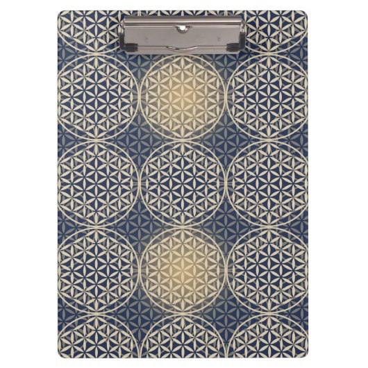 Blume des Lebens - Muster der Briefmarke - blauer Klemmbrett (Vorderseite)