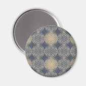 Blume des Lebens - Muster der Briefmarke - blauer Magnet (Vorderseite/Rückseite)