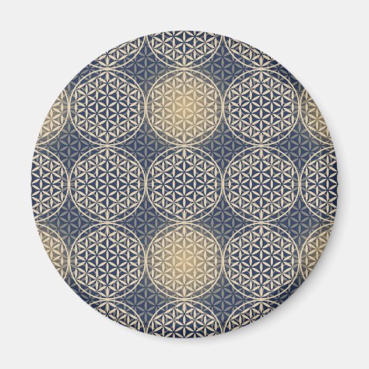 Blume des Lebens - Muster der Briefmarke - blauer Magnet (Vorne)