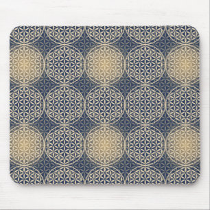 Blume des Lebens - Muster der Briefmarke - blauer  Mousepad