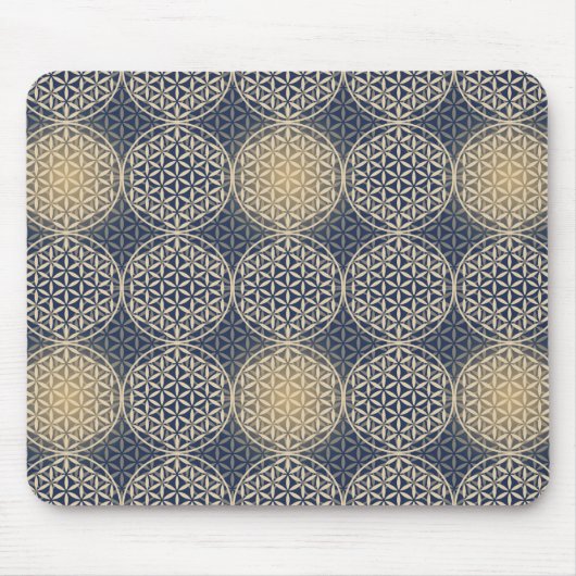 Blume des Lebens - Muster der Briefmarke - blauer  Mousepad (Vorne)