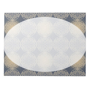 Blume des Lebens - Muster der Briefmarke - blauer Notizblock