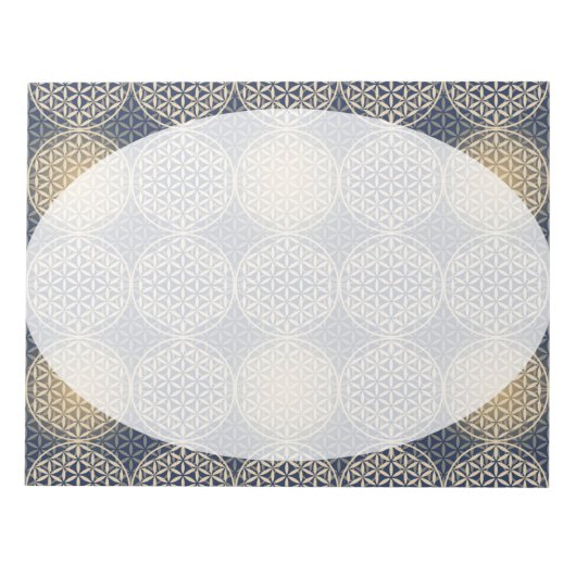 Blume des Lebens - Muster der Briefmarke - blauer Notizblock (Vorderseite)