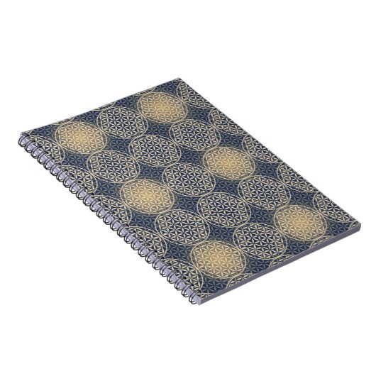 Blume des Lebens - Muster der Briefmarke - blauer  Notizblock (Rechte Seite)