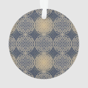 Blume des Lebens - Muster der Briefmarke - blauer Ornament