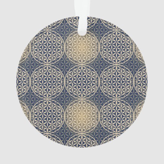 Blume des Lebens - Muster der Briefmarke - blauer  Ornament (Rückseite)