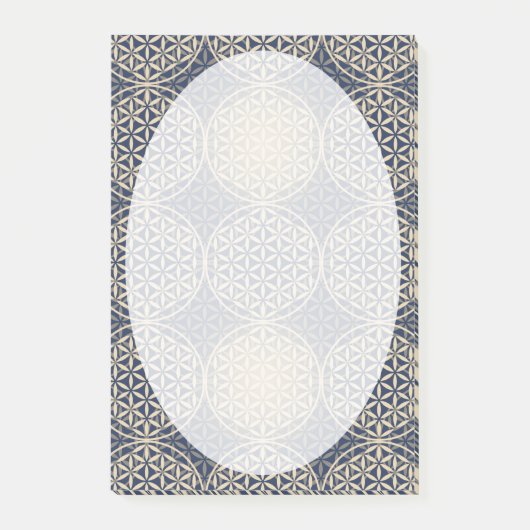 Blume des Lebens - Muster der Briefmarke - blauer  Post-it Klebezettel (Vorderseite)