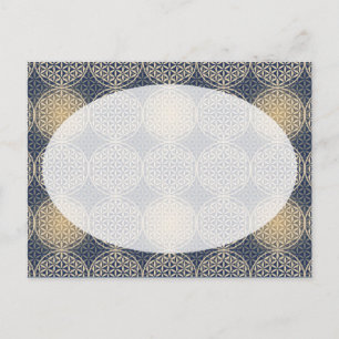 Blume des Lebens - Muster der Briefmarke - blauer Postkarte