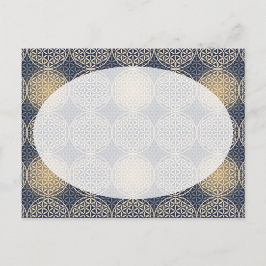 Blume des Lebens - Muster der Briefmarke - blauer Postkarte (Vorderseite)