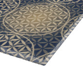 Blume des Lebens - Muster der Briefmarke - blauer Schneidebrett (Ecke)