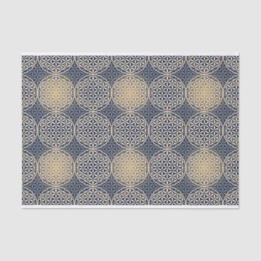 Blume des Lebens - Muster der Briefmarke - blauer  Seidenpapier (Vorderseite)
