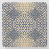Blume des Lebens - Muster der Briefmarke - blauer Steinuntersetzer (Vorderseite)