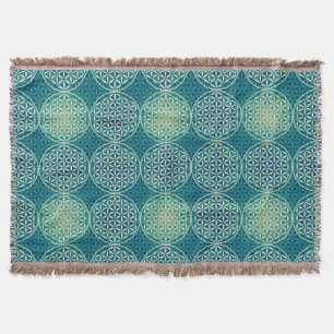 Blume des Lebens - Muster der Briefmarke - Cyan Decke