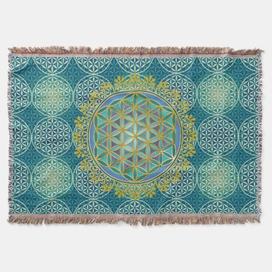 Blume des Lebens - Muster der Briefmarke - Cyan Decke (Vorderseite)